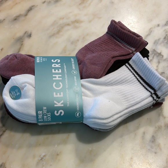 8 Pack Skechers Women's Low Crew Socks - Multicolor - Picture 4 of 16